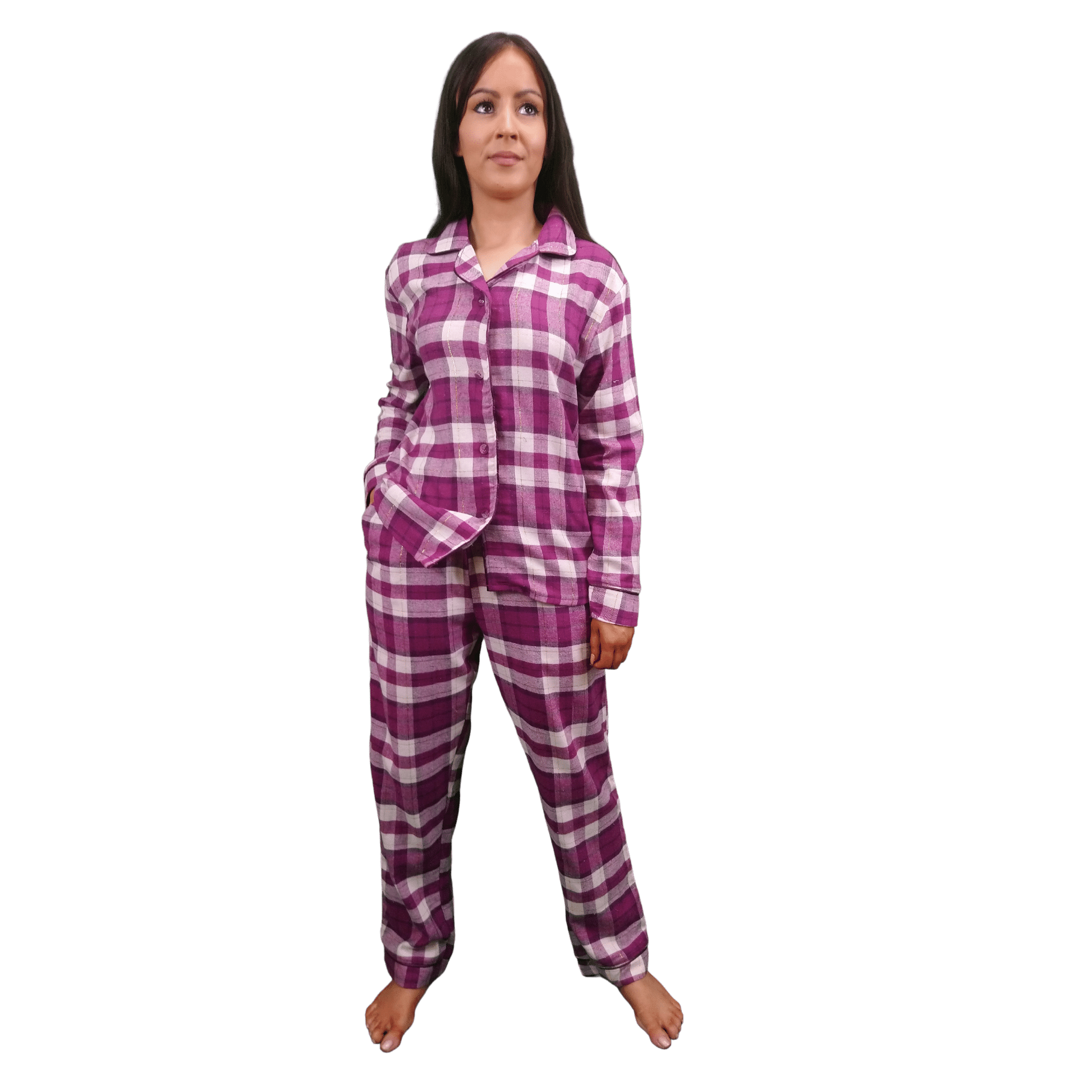 Astraea Womens Check Flannel Pyjamas Sets Berry Tartan Sleepwear & Loungewear ASASonline