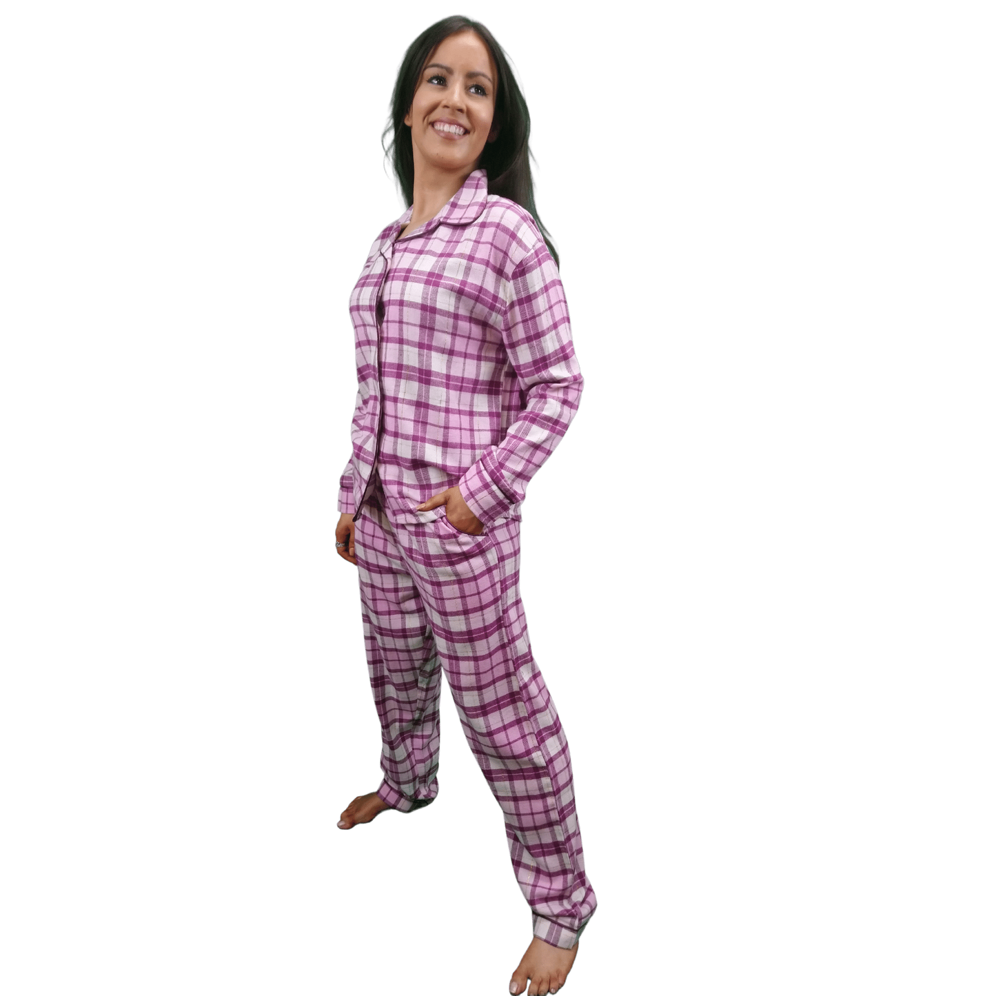 Astraea Womens Check Flannel Pyjamas Sets Pink Berry Tartan Sleepwear & Loungewear ASASonline
