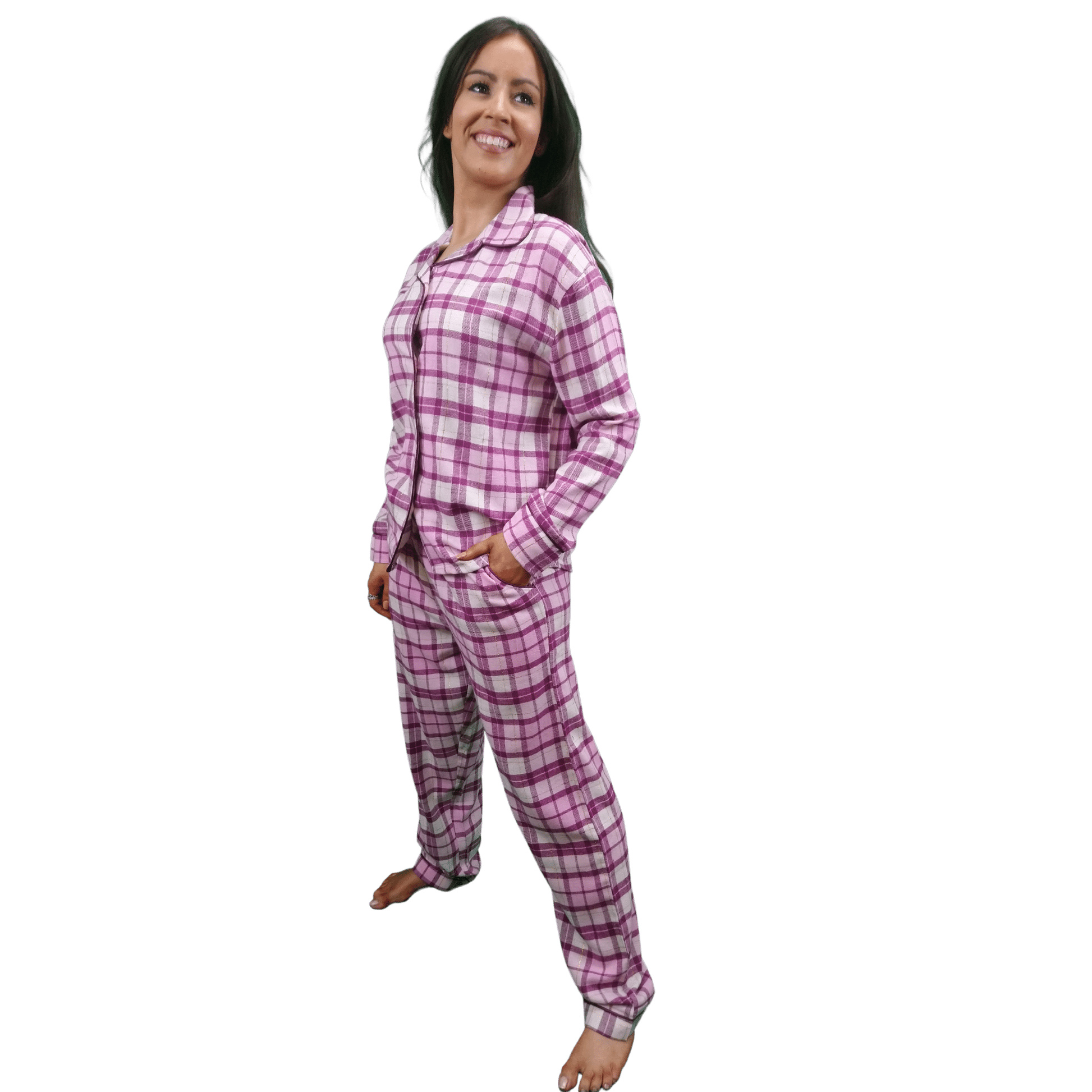 Astraea Womens Check Flannel Pyjamas Sets Pink Berry Tartan Sleepwear & Loungewear ASASonline