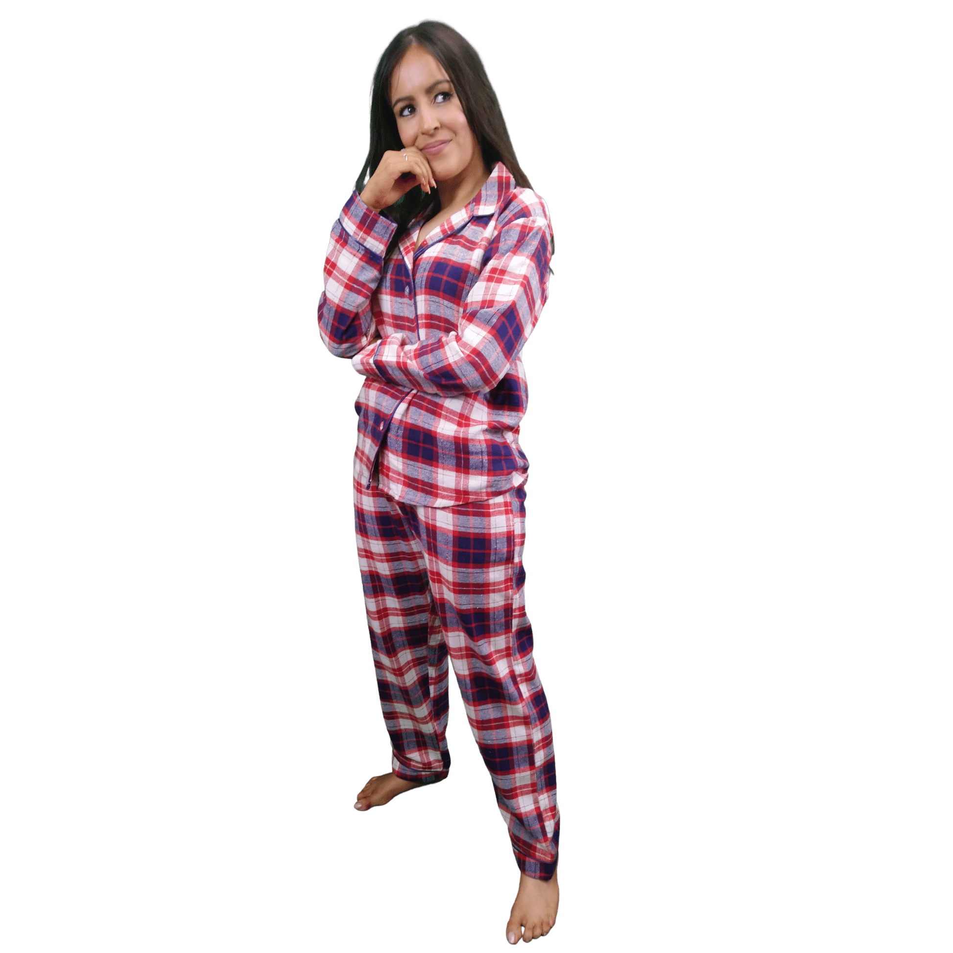 Astraea Womens Check Flannel Pyjamas Sets Red Balmoral Sleepwear & Loungewear ASASonline