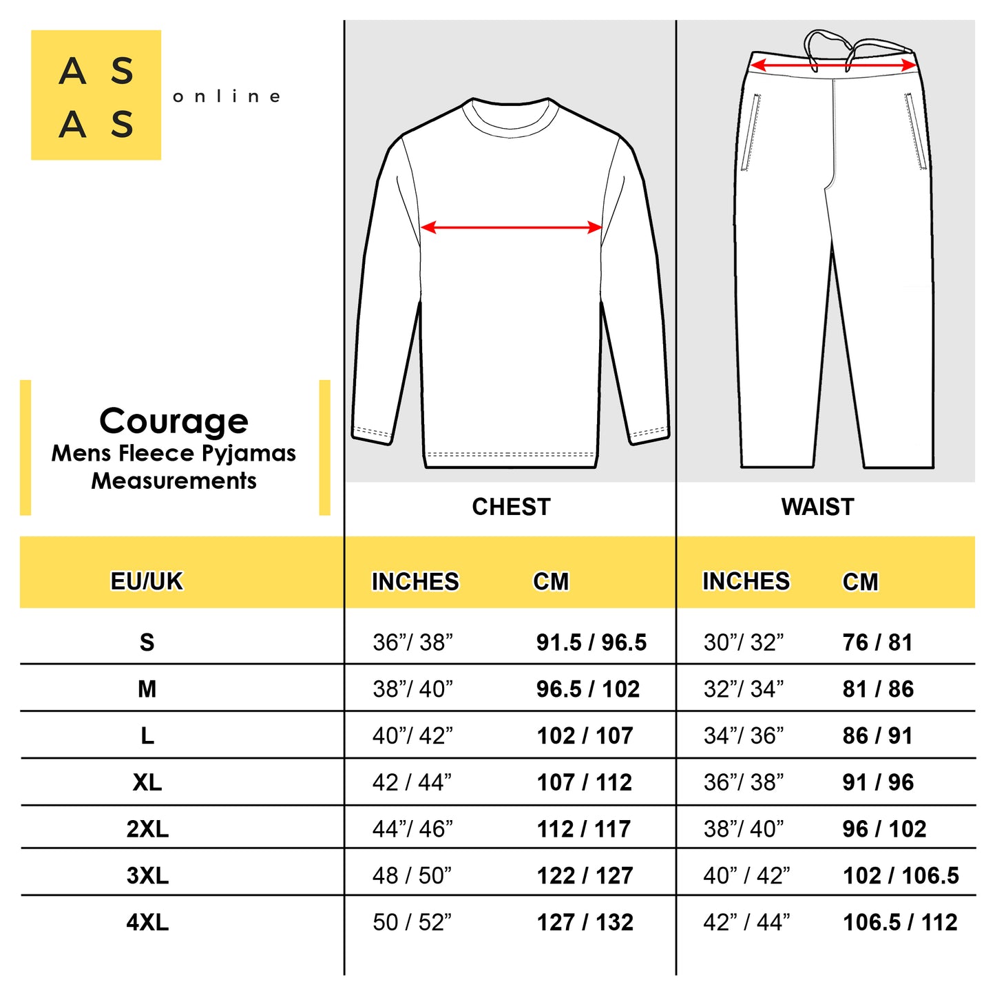 Courage Warm Fleece Mens Pyjamas/Loungewear Set Sleepwear & Loungewear ASASonline