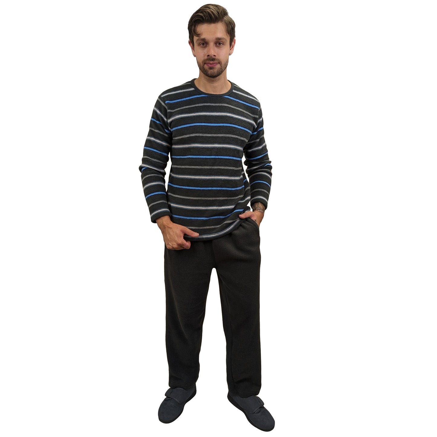 Courage Warm Fleece Mens Pyjamas/Loungewear Set Dark Grey Sleepwear & Loungewear ASASonline