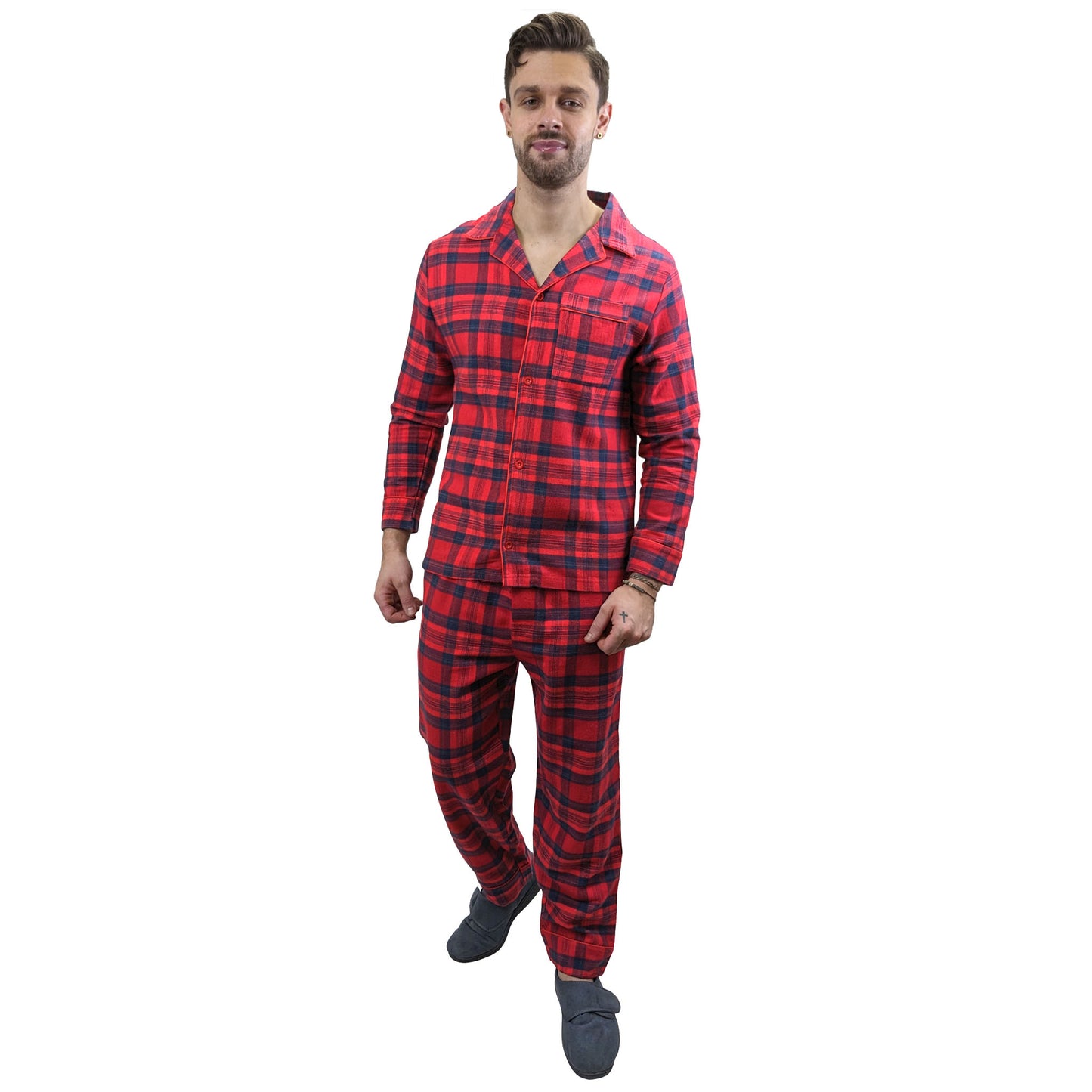 Esquire Mens Cotton Flannel Pajamas Winter Warm PJs Red Parade Sleepwear & Loungewear ASASonline