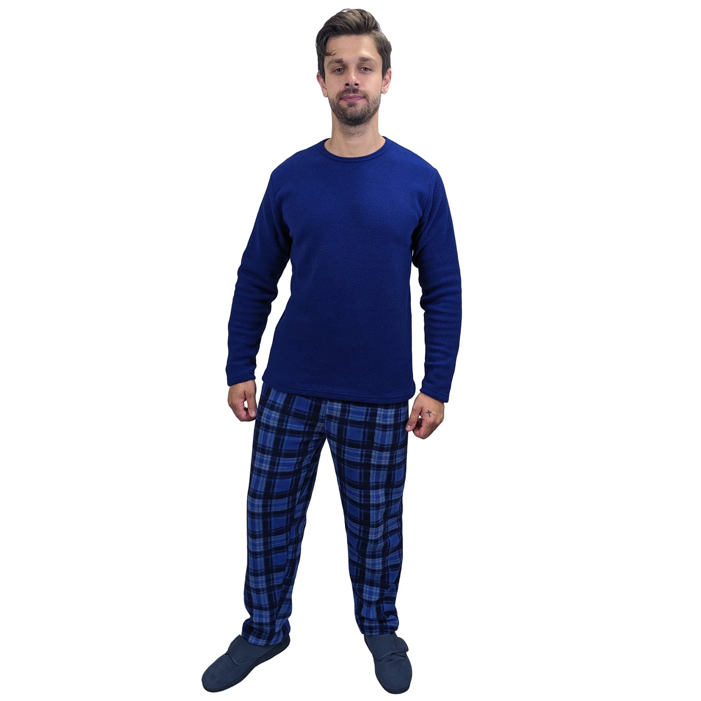 Gunner Fleece Tartan Mens Pyjamas/Loungewear Set Dark Navy Tartan Sleepwear & Loungewear ASASonline