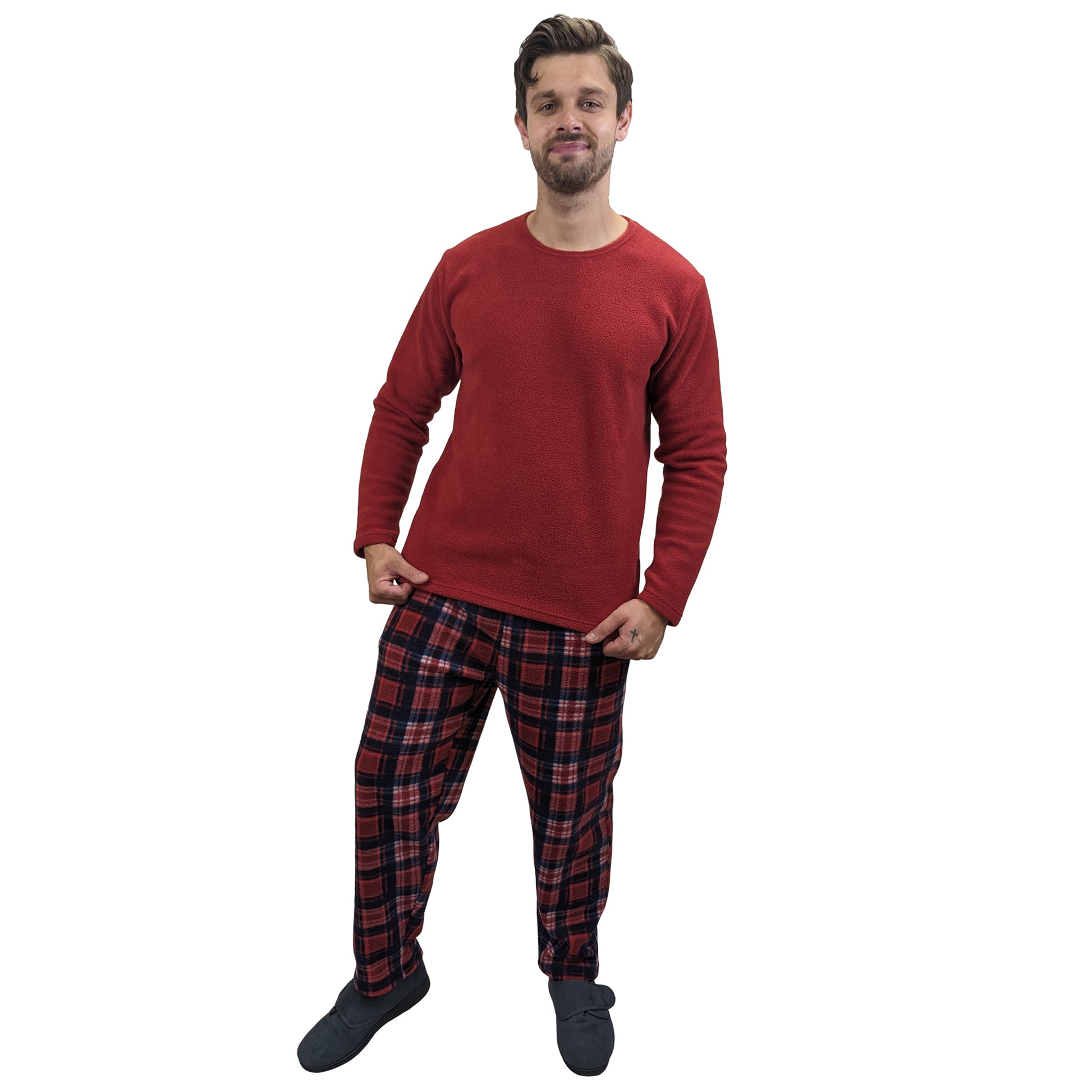 Gunner Fleece Tartan Mens Pyjamas/Loungewear Set Winter Red Tartan Sleepwear & Loungewear ASASonline