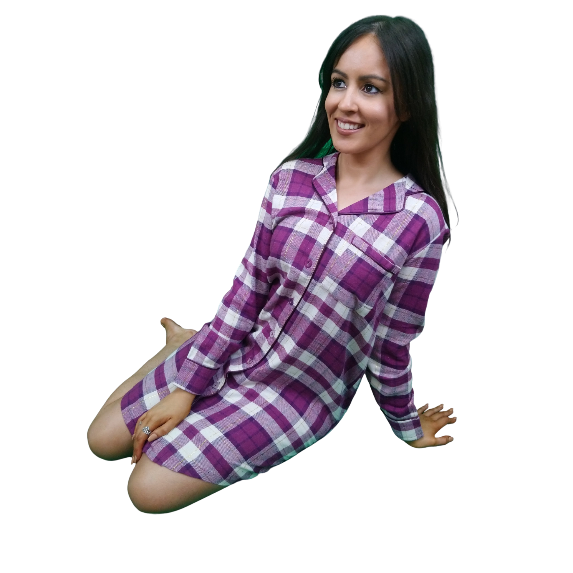 Gaia Women's Check Flannel Nightshirt Sleepwear & Loungewear ASASonline