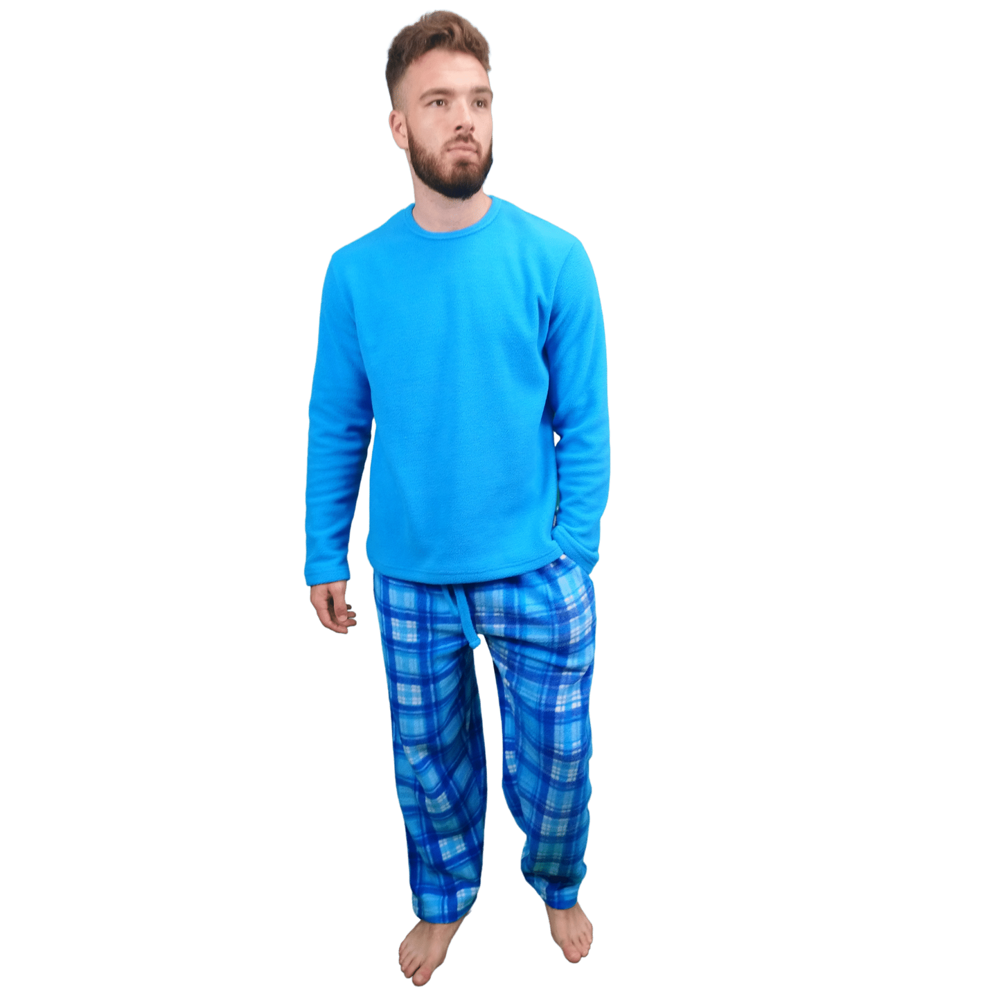 Gunner Fleece Tartan Mens Pyjamas/Loungewear Set Blue Tartan Sleepwear & Loungewear ASASonline