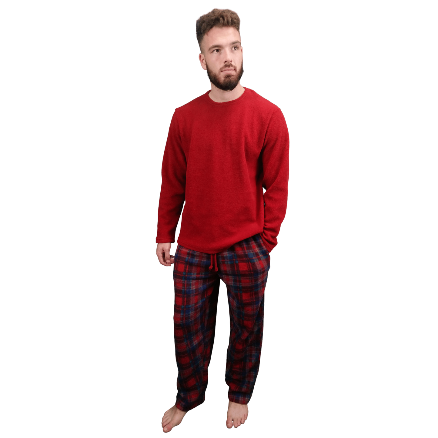 Gunner Fleece Tartan Mens Pyjamas/Loungewear Set Burgundy Tartan Sleepwear & Loungewear ASASonline