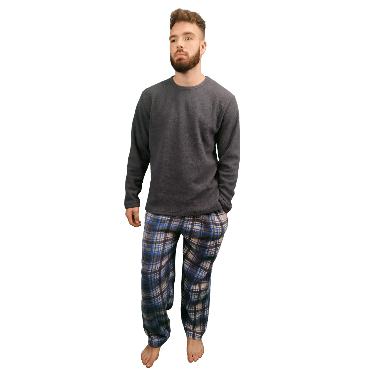 Gunner Fleece Tartan Mens Pyjamas/Loungewear Set Grey Tartan Sleepwear & Loungewear ASASonline