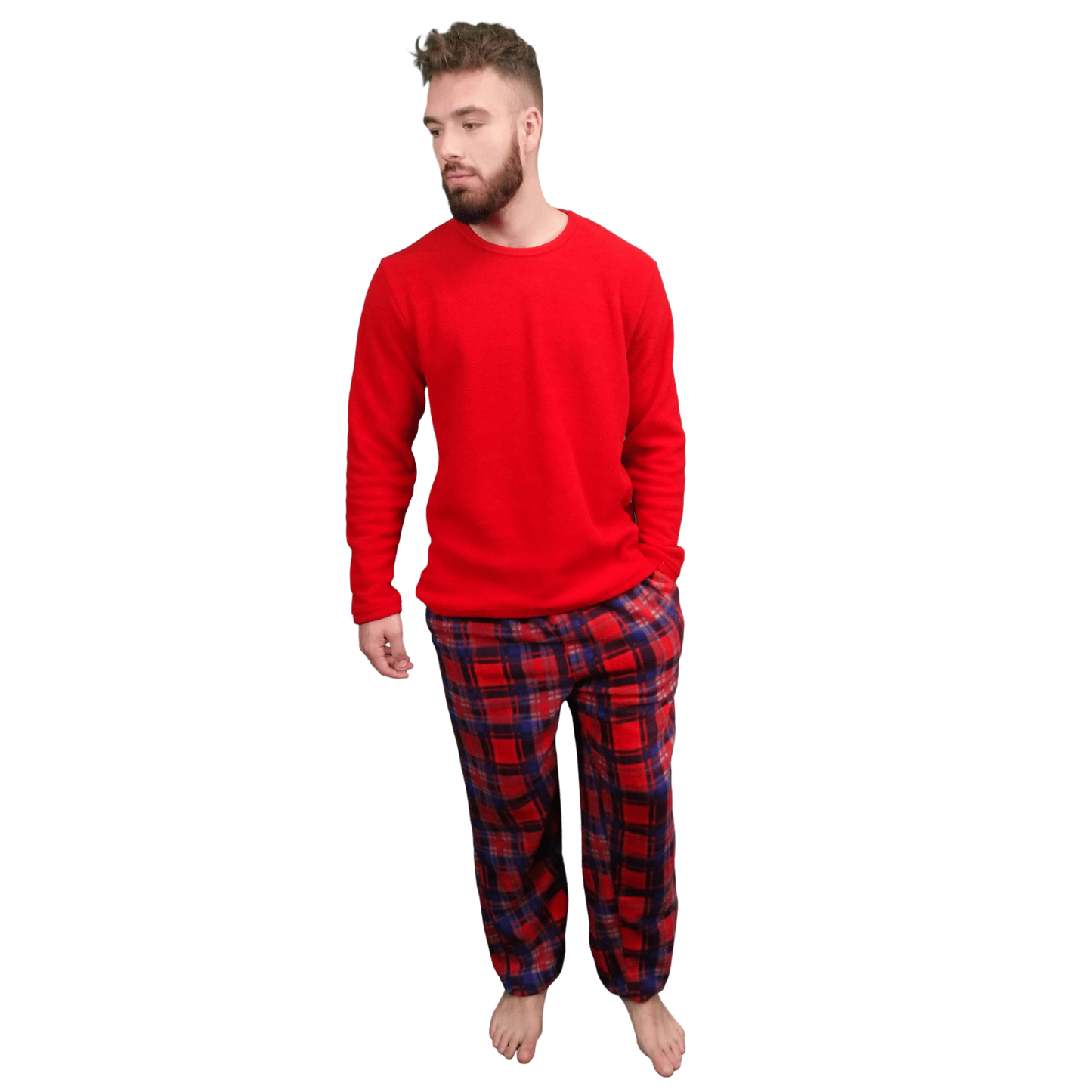 Gunner Fleece Tartan Mens Pyjamas/Loungewear Set Red Tartan Sleepwear & Loungewear ASASonline