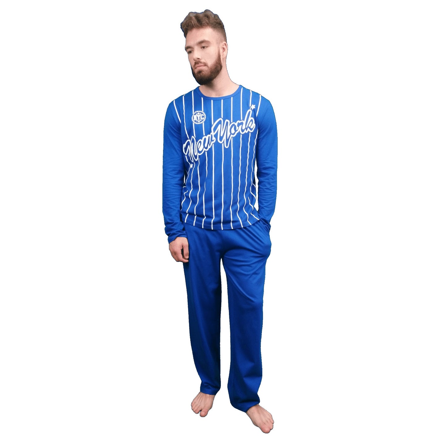 NYC Mens Pyjamas/Loungewear Sets NYC Blue White Sleepwear & Loungewear ASASonline