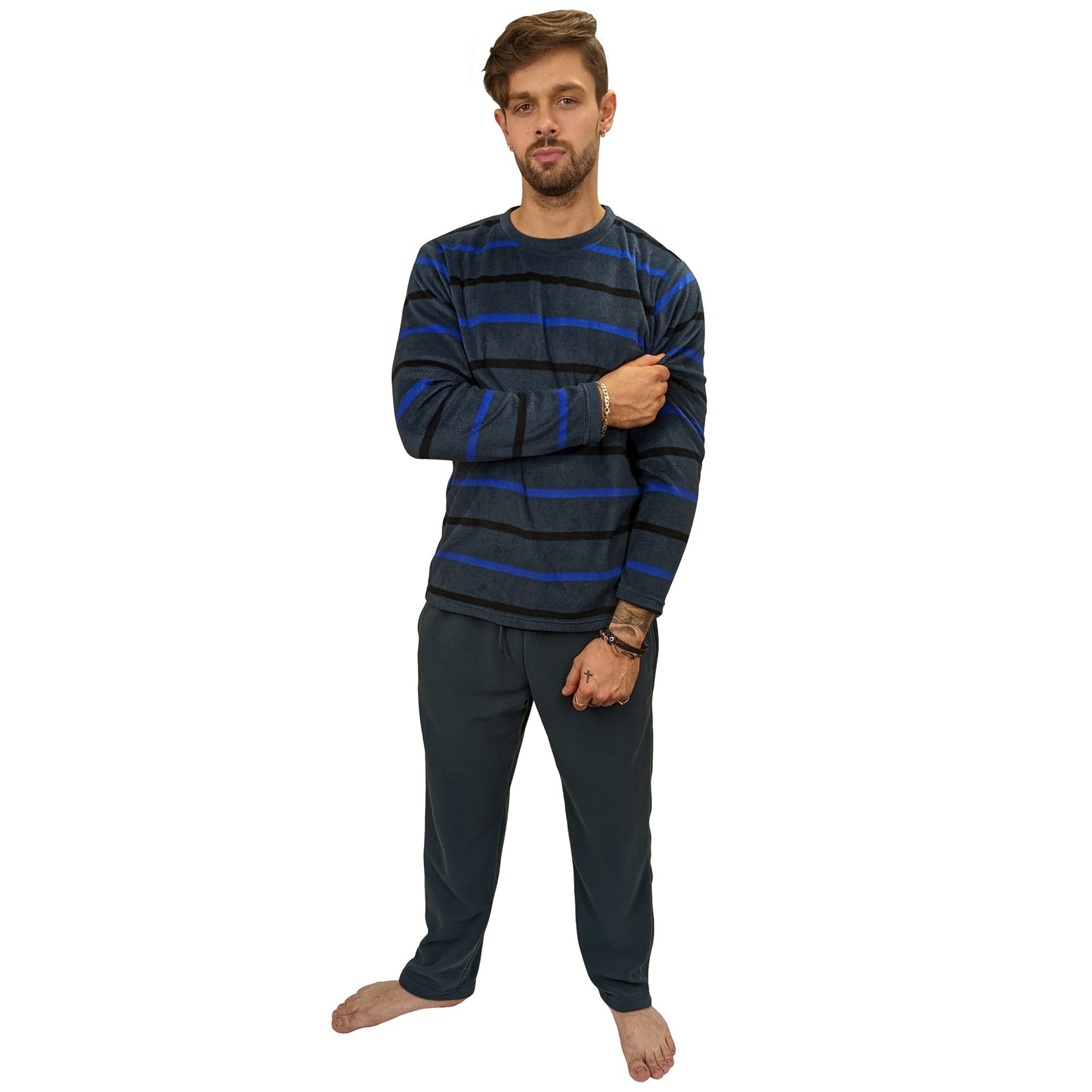 Hamilton Fleece Tartan Mens Pyjamas/Loungewear Set Blue Sleepwear & Loungewear ASASonline