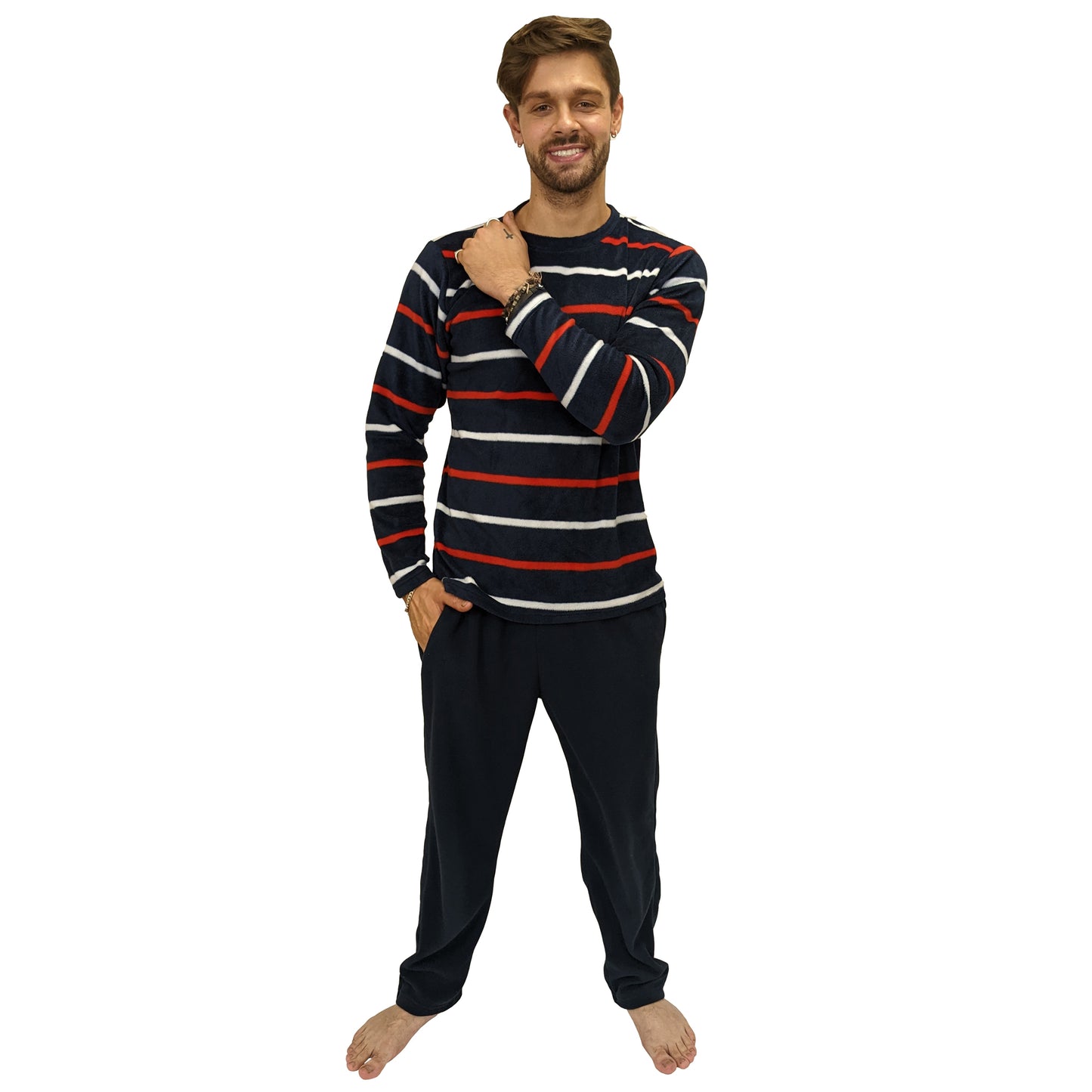 Hamilton Fleece Tartan Mens Pyjamas/Loungewear Set Navy Sleepwear & Loungewear ASASonline